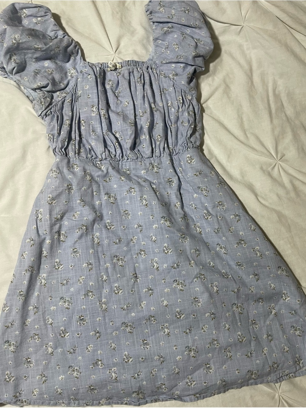 Copper Key Lavender Floral Puff-Sleeve Casual Dress